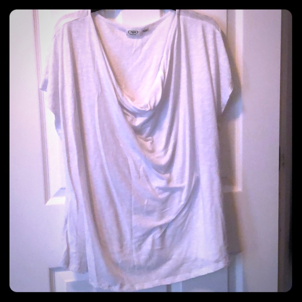 Cato Plus Size 26/28 White Drape Front Blouse